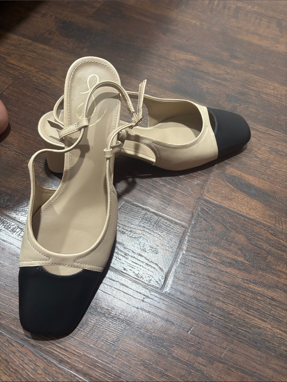 Sam Edelman Beige and Black Slingback Block Heels - Picture 7 of 7